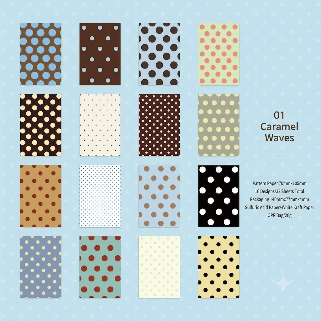 32 Sheets Vintage Polka Dot Decorative Craft Paper Mix Semi-Transparent Vellum Kraft Paper For Scrapbooking Journaling Diy Craft