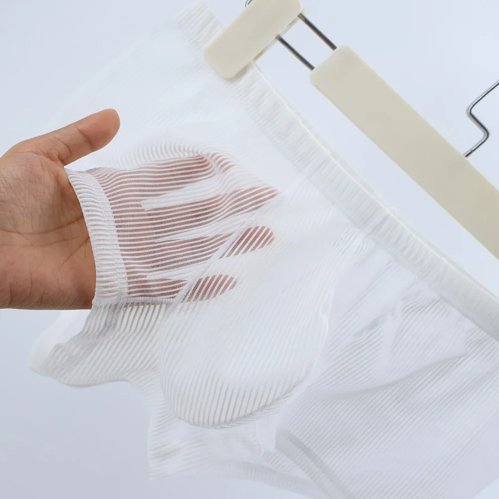 

Men Striped Translucent Underwear Femboy Boxer Shorts Ultra-Thin Briefs Summer Men's Panties Mid-rise Underpants Men Lingerie