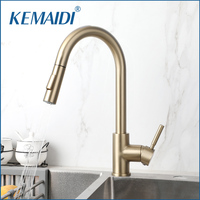 KEMAIDI Brushed Gold Kitchen Faucet with Pull Down Sprayer High Arc Faucets Stainless Steel Kitchen Sink Faucet Mixer Tap