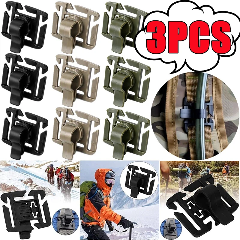 New 1PC-3PCS Rotatable Drinking Tube Clip Molle Hydration Bladder Drinking Straw Tube Trap Hose Webbing Clip for Water Pack Bag