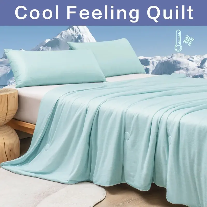 Cooling Blankets Smooth Air Condition Comforter Lightweight Summer Quilt Cool Feeling Fibre Fabric Skin-friendly Breathable