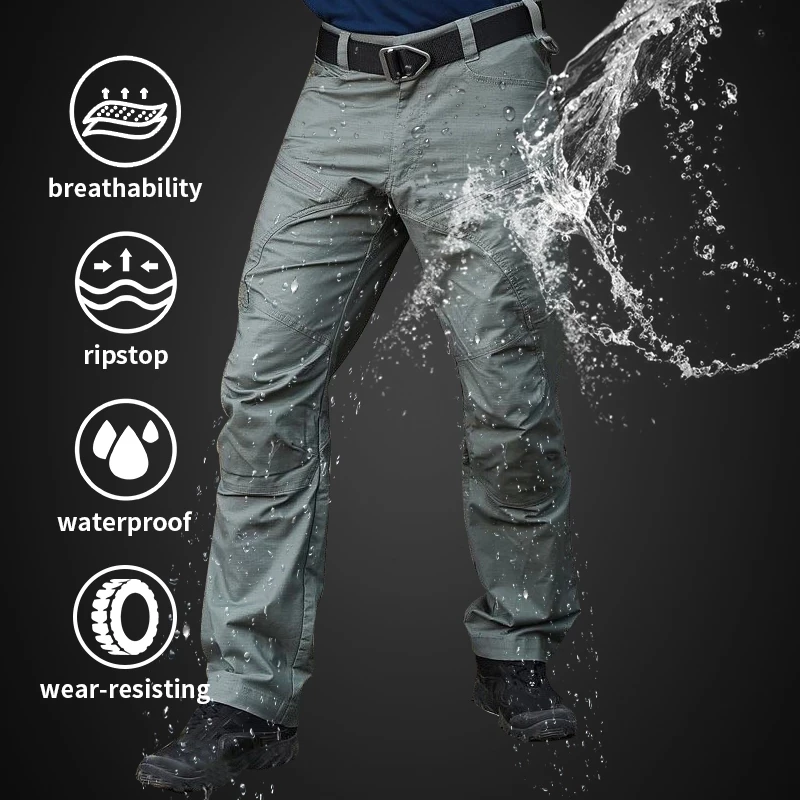 Pantalones militares tácticos impermeables para hombres, pantalones de carga de combate del ejército especial SWAT, pantalones largos de algodón antidesgarro con múltiples bolsillos, Invierno