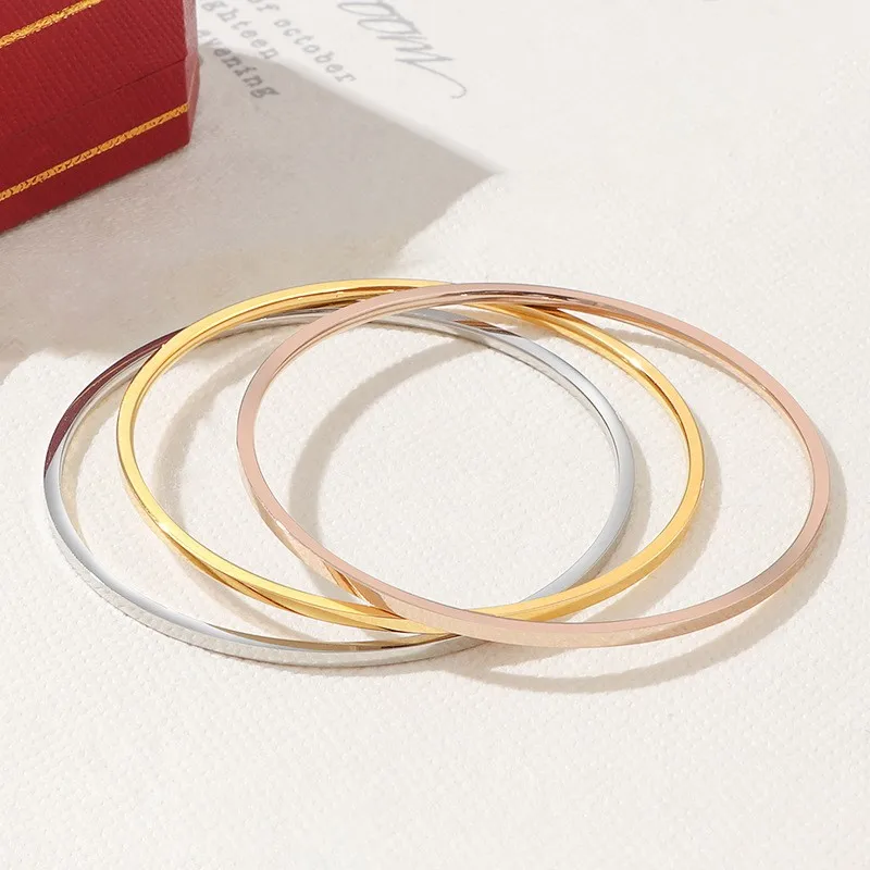 Stainless Steel Stackable 2mm Thin Plain Slip On Bangle Bracelet for Women Girl