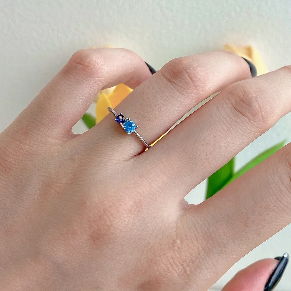 STL Japan and South Korea S925 Sterling Silver Ins Style Ring Women Lightweight Simple Personality Twists Micro Inlay