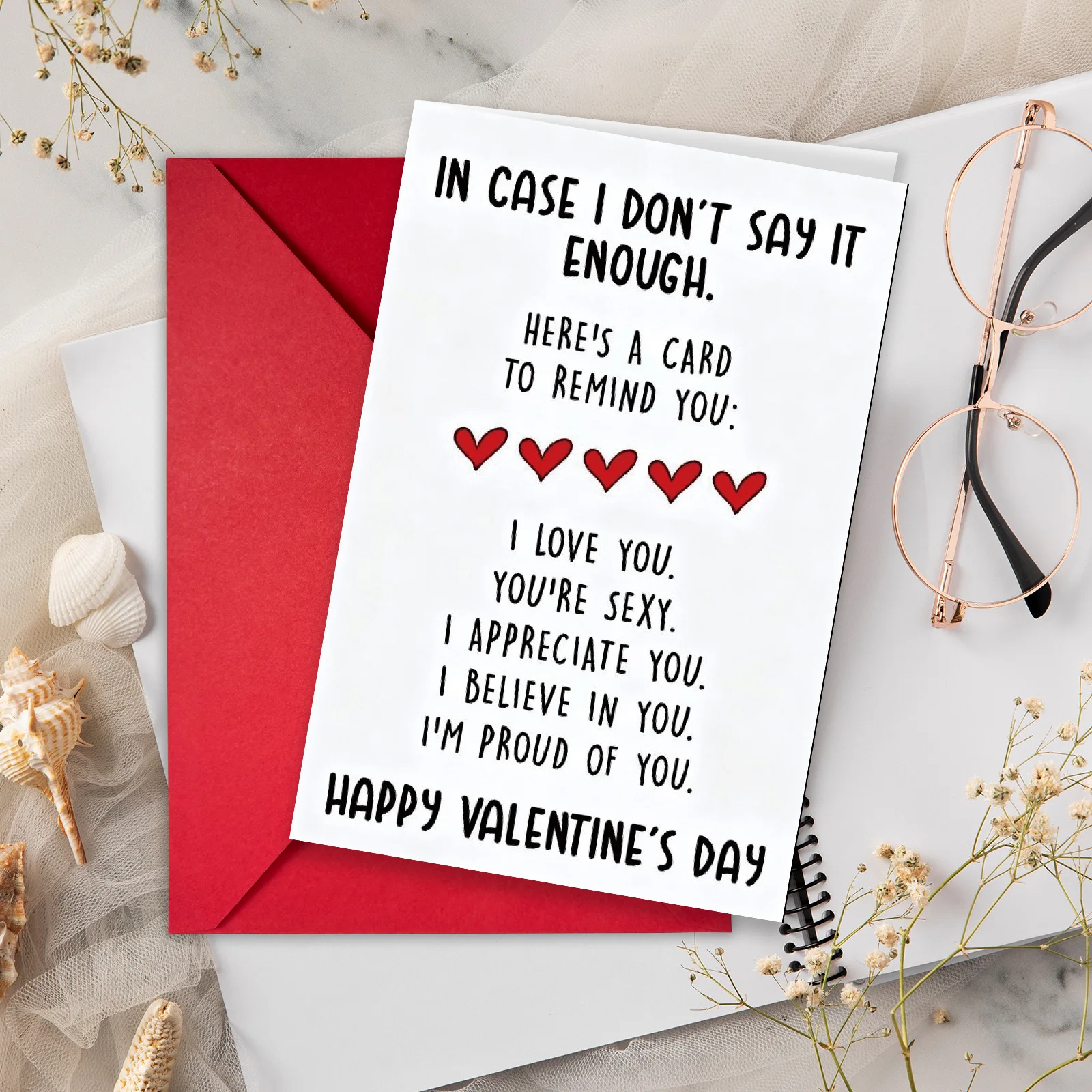 Großformatiges Valentinstags-Grußkarten-Set mit Umschlag für Liebesgeständnisse