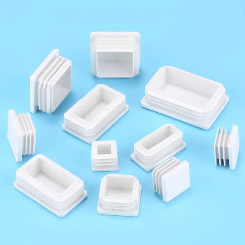 Rectangle End Cap Plastic Black/White Blanking Caps Tube Pipe Inserts Plug Bung Steel Leg  Tables Chairs Furniture Foot Covers