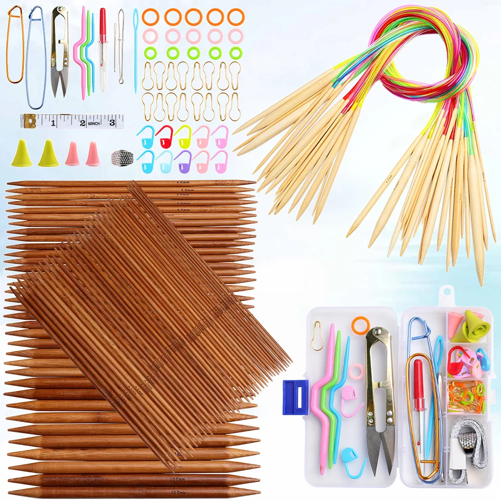 

1 set 1 Set Bamboo Circular Needles Interchangeable Knitting Tools For Sweater Scarf Diy Yarn Crafts Knitting Accessories