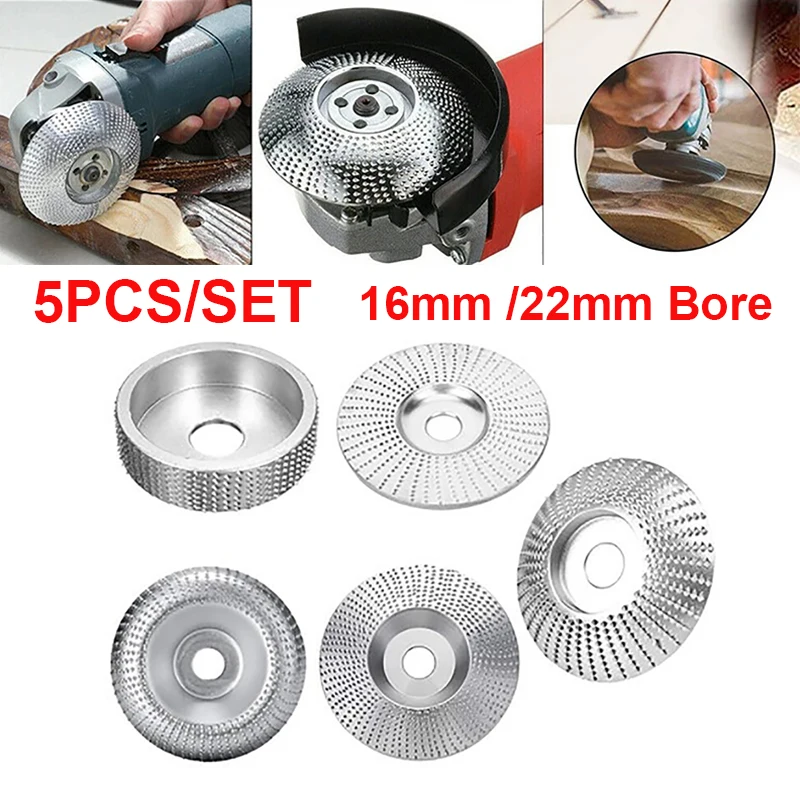 

5Pcs Bore 16mm 22mm Wood Grinding Polishing Wheel Rotary Disc Sanding Wood Carving Tool Abrasive Disc Tools for Angle Grinder