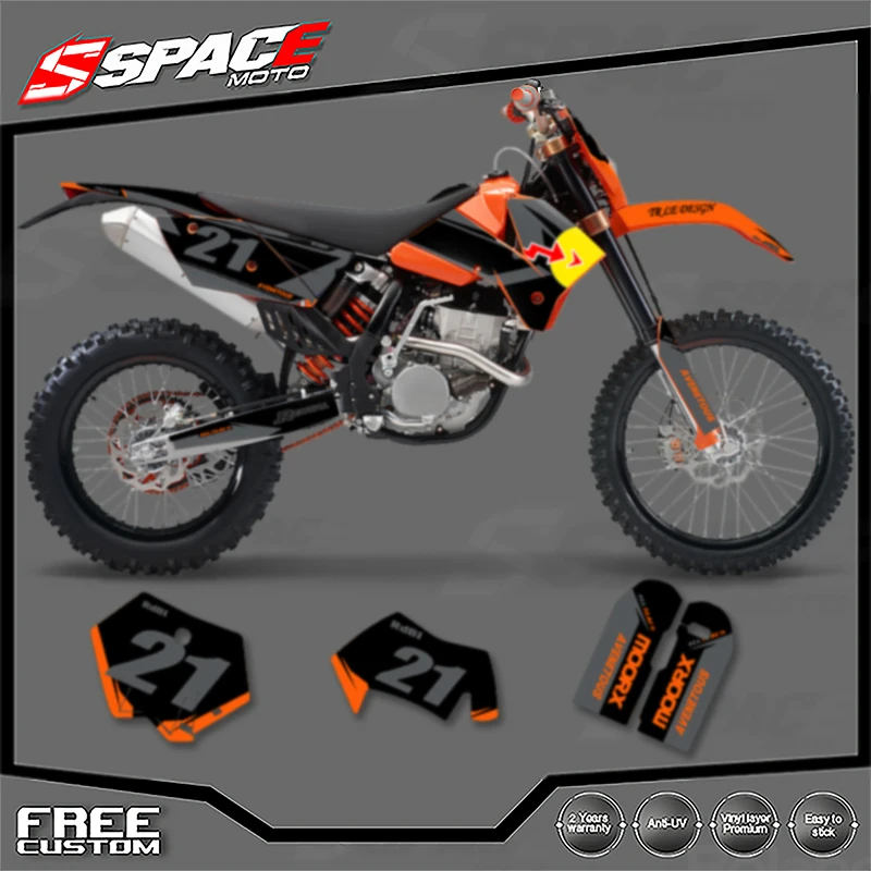 الفضاء مخصص دراجة نارية الرسومات خلفية مائي ل KTM 2005 2006 SXF 2006 2007 XCF 2005 2006 2007 EXC الشارات ملصقات أطقم 02