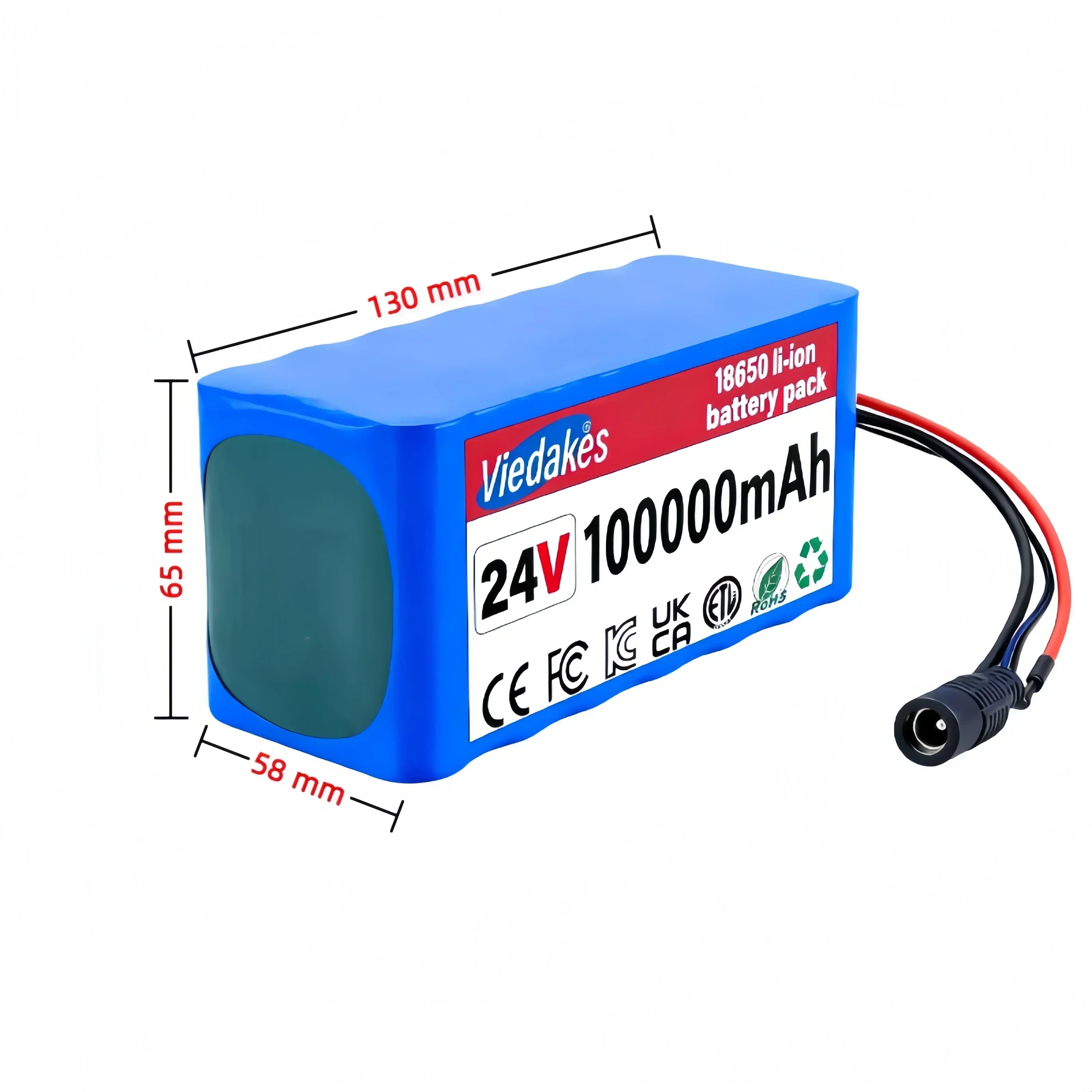 24V 100Ah 18650 Rechargeable Battery Pack