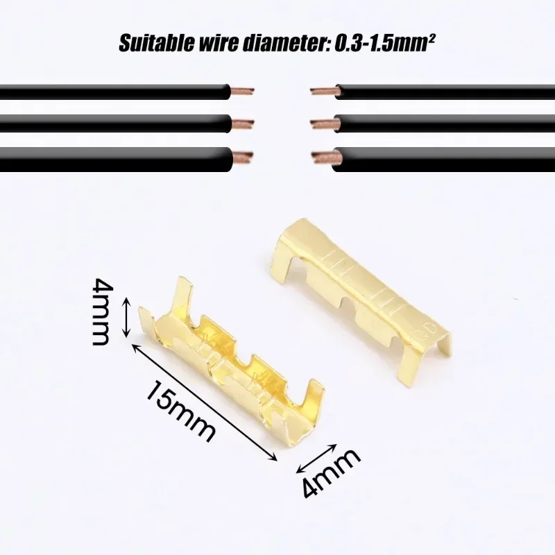 500-50pcs U-terminal Connectors Tabs Cold Inserts Crimp Connector Double U-shaped Brass Parallel Cold Inserts Tabs 0.3-1.5mm²