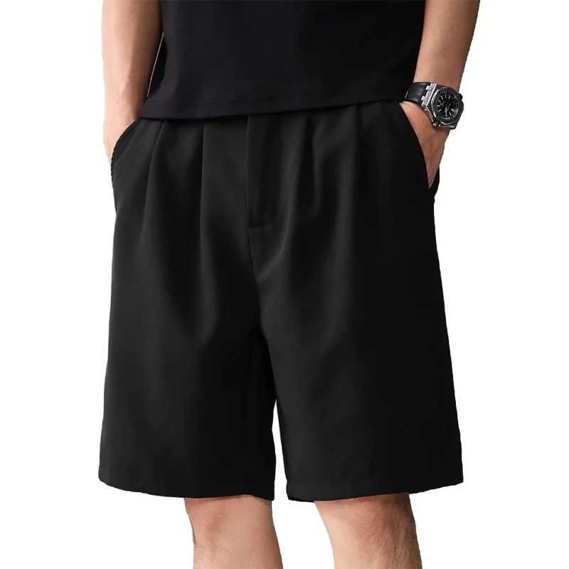 High-End Light Mature Style Wrinkle-Free Straight-Leg Suit Shorts for Men, New Summer Japanese Casual High-End Five-Point Pants for Men