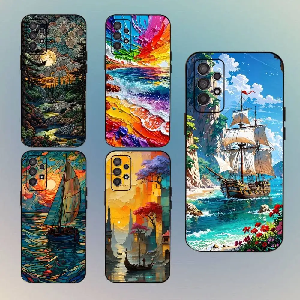 

Art painting Phone Case For Samsung Galaxy A13,A21s,A22,A31,A32,A52,A53,A71,A80,Soft Black Shell