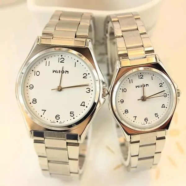 

Man Women Couple Wrist Watches Stainless Steel Band Alloy Lovers Business Quartz Movement Wristwatch Elastic Strap Band Watch