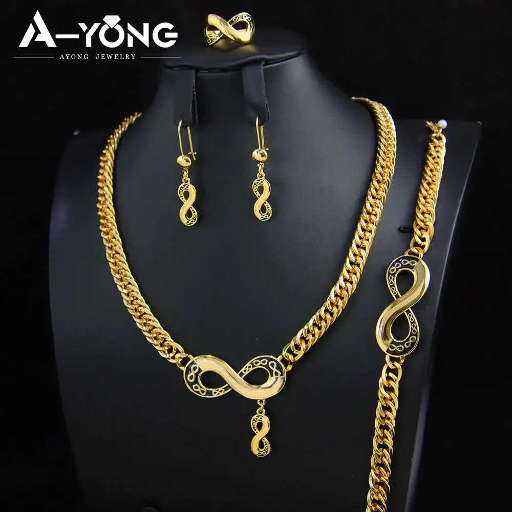 Arabic Fashion Hip Hop Jewelry Set 21k Gold Plated Nigeria Cuban Necklace Pendant Oman Islamic Women Punk Party Jewelrys