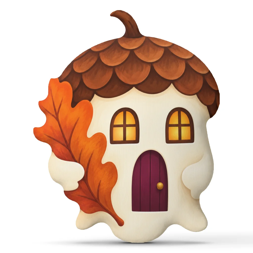 Ghost Acorn Cottage Pillow Cute Halloween House Cushion Irregular Stuffed Throw Pillow Autumnal Home Decor Sofa Gift