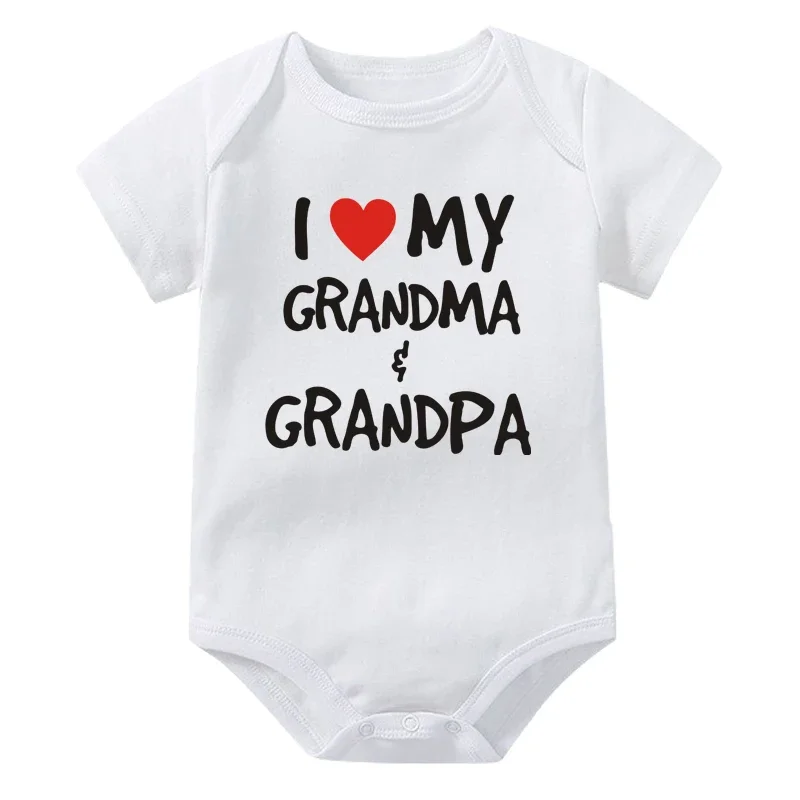 I Love My Grandma and Grandpa Print Newborn Baby Romper Funny Infant Boys Girls Bodysuit Short Sleeve Cotton Jumpsuit Outfit