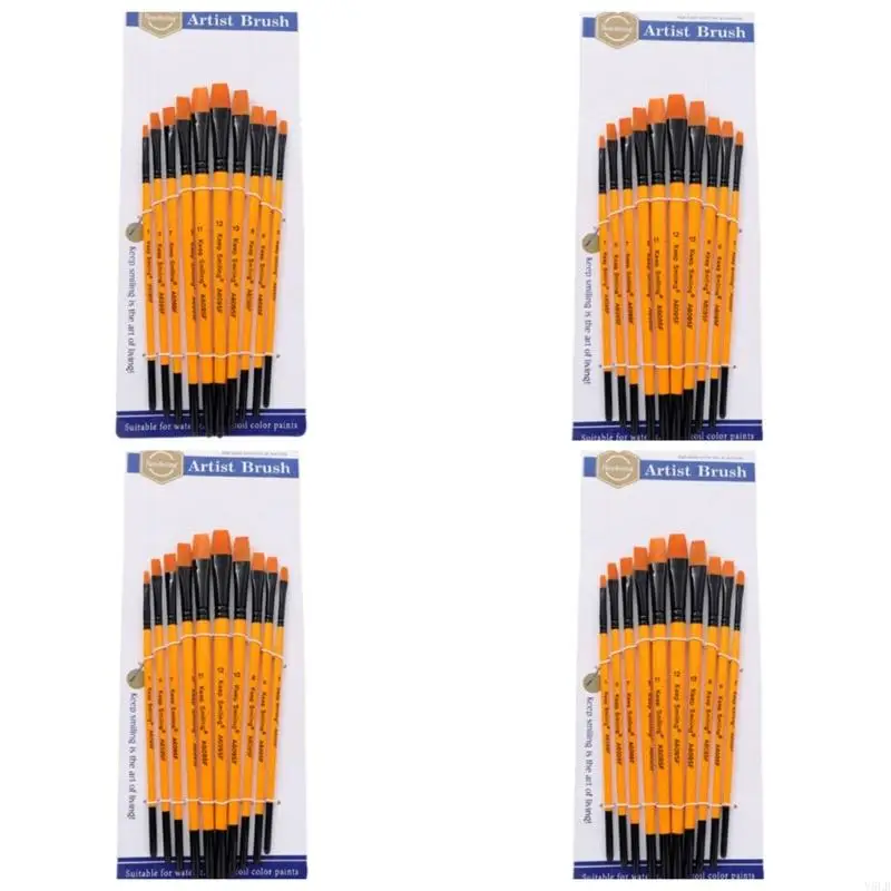 

Y5LB Paint Brushes Set Wooden Handles Paint Brushes for Oil, Acrylic and Watercolor