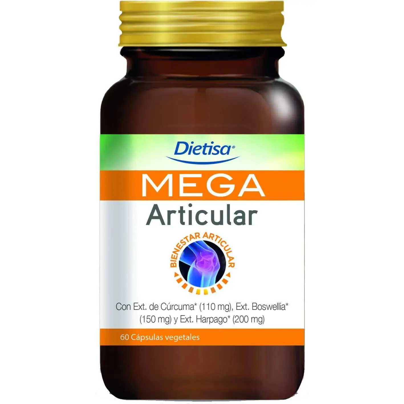 Dietisa - Mega Articular 60 Cápsulas - Con colágeno, calcio, magnesio y ácido hialurónico