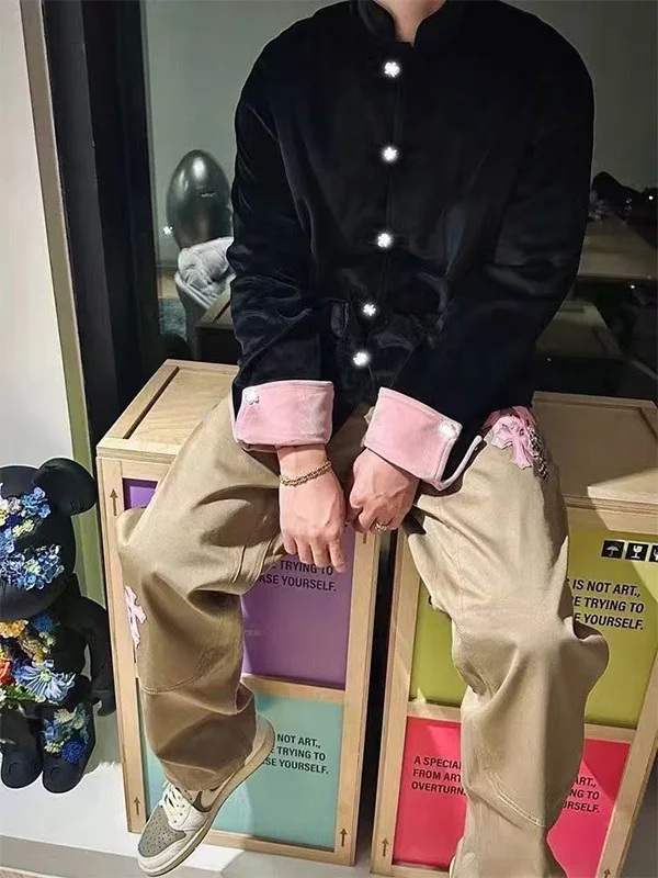 

Large Size 200 Pou Autumn Winter New Sle Velvet Color Blo Chinese Sle Jaet Men Women Universal Outerwear Coat