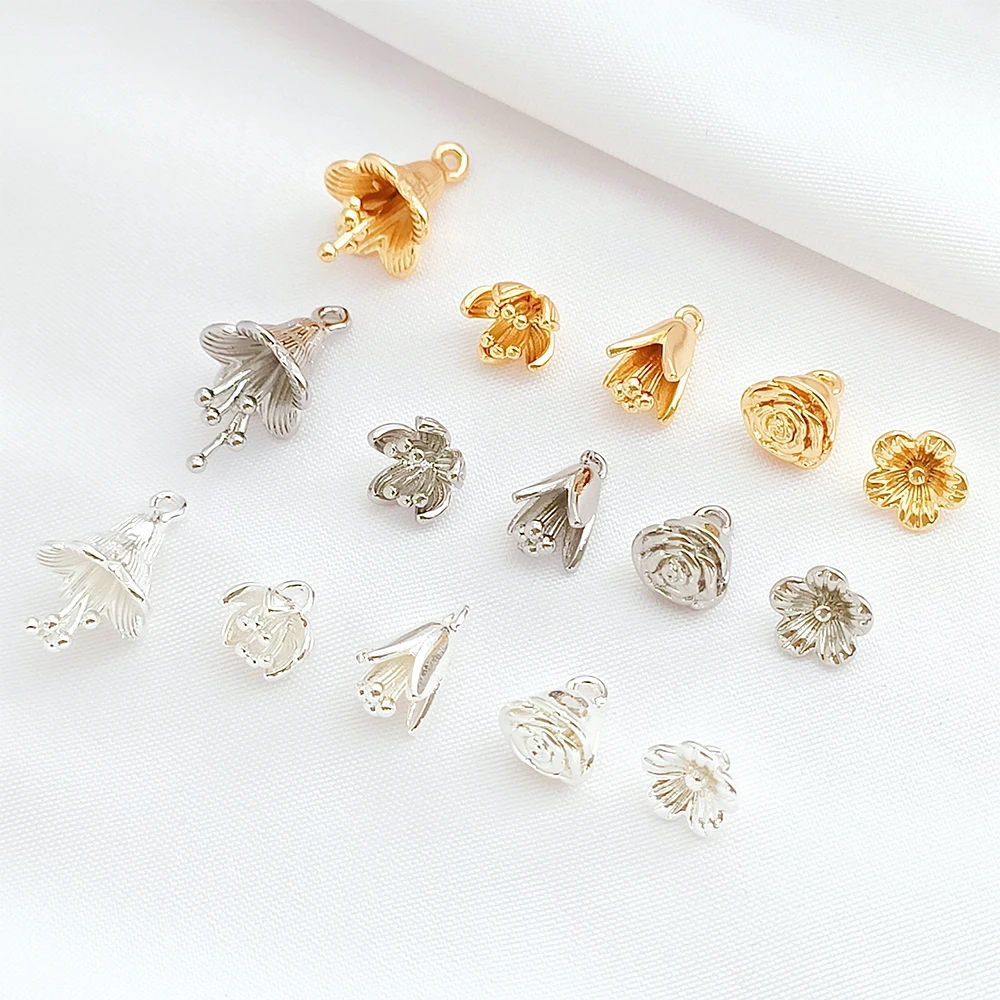 Brass Coated Gold Ringflower, Rose, Cherry Blossom Pendant DIY Jewelry Making Necklace, Bracelet, Clothing Accessories Materials