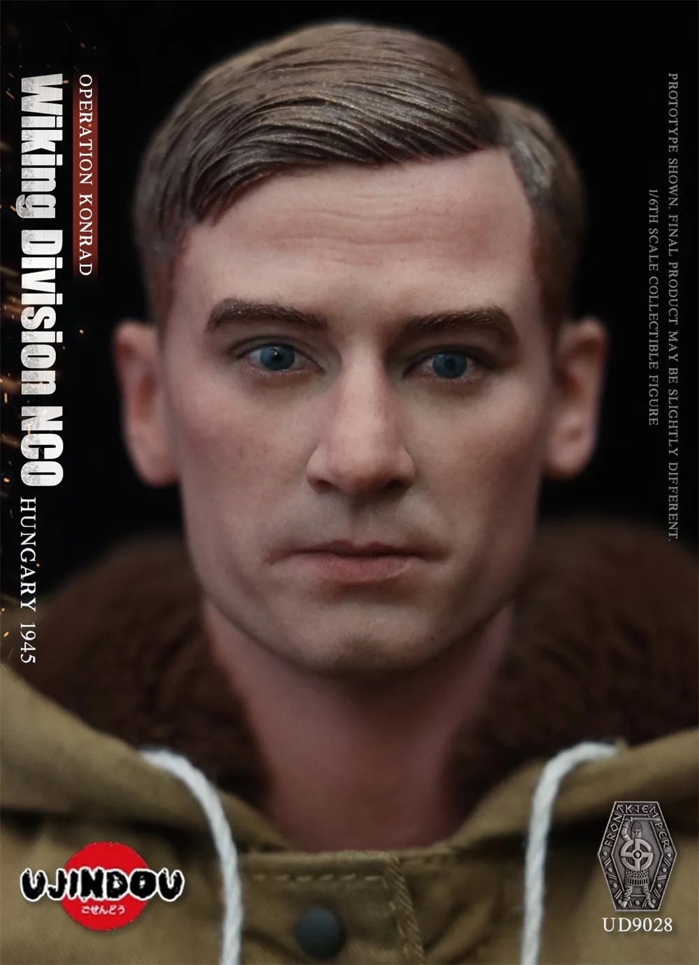 UJINDOU UD9028 WWII Series Soldier Battle In Hungary 1945 Male Head Sculpt Carving Winter Hat For 12