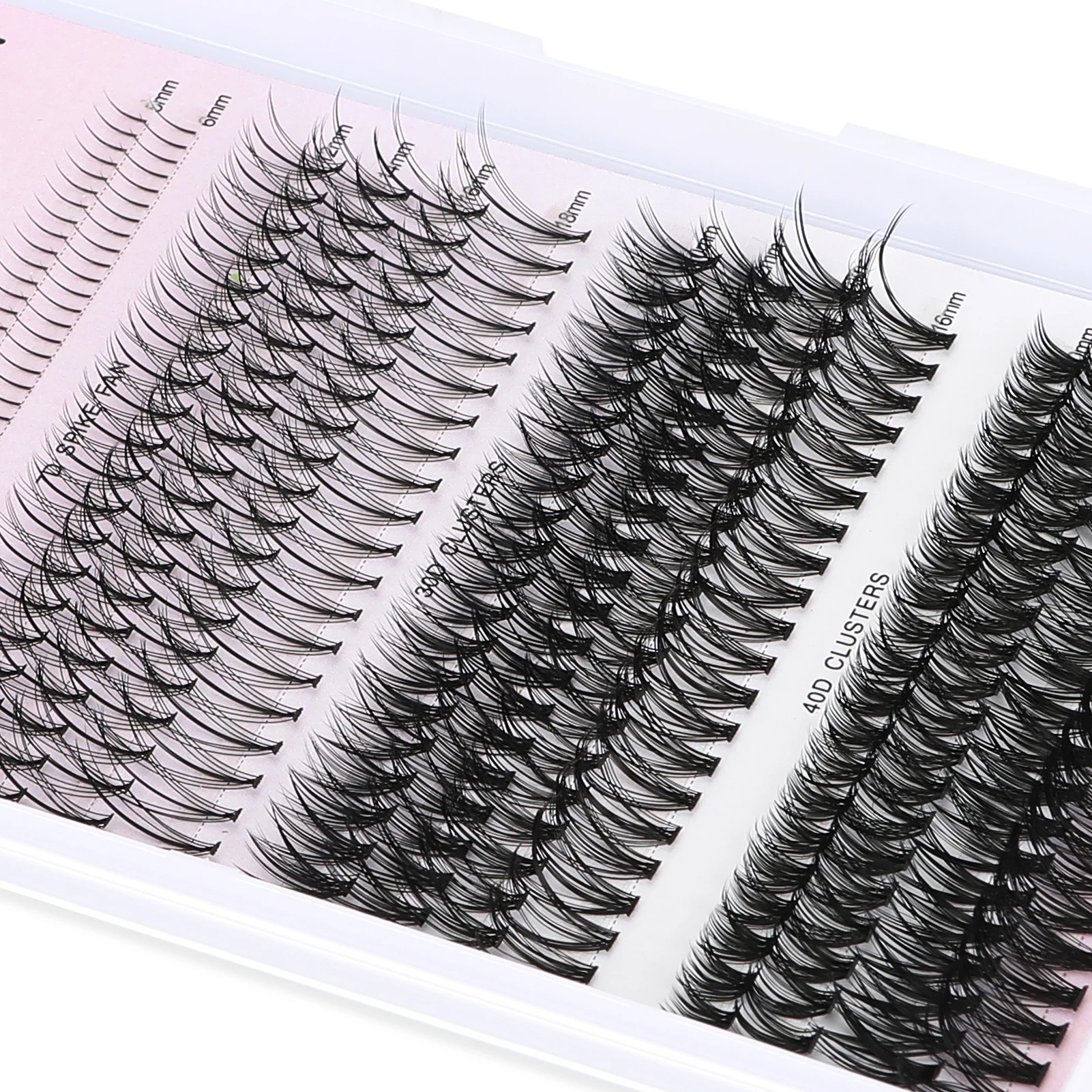 320 Rijen Diy Wimpers Extensions Kit 7d Spike Fan Bodem Lash 30d 40d Clusters Volume Valse Wimpers 5-16Mm Gemengde Piekerige Wimper