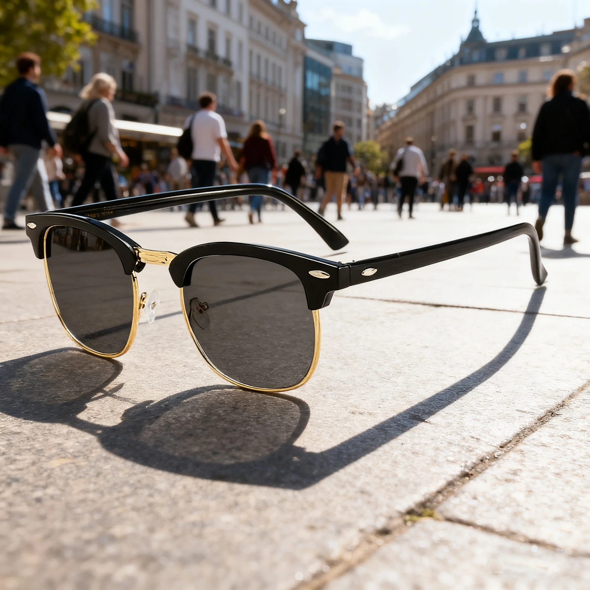

2025 New Fashionable and Elegant Men's Sunglasses Outdoor Retro Neutral High Quality Half Frame UV400 Sunscreen Glasses