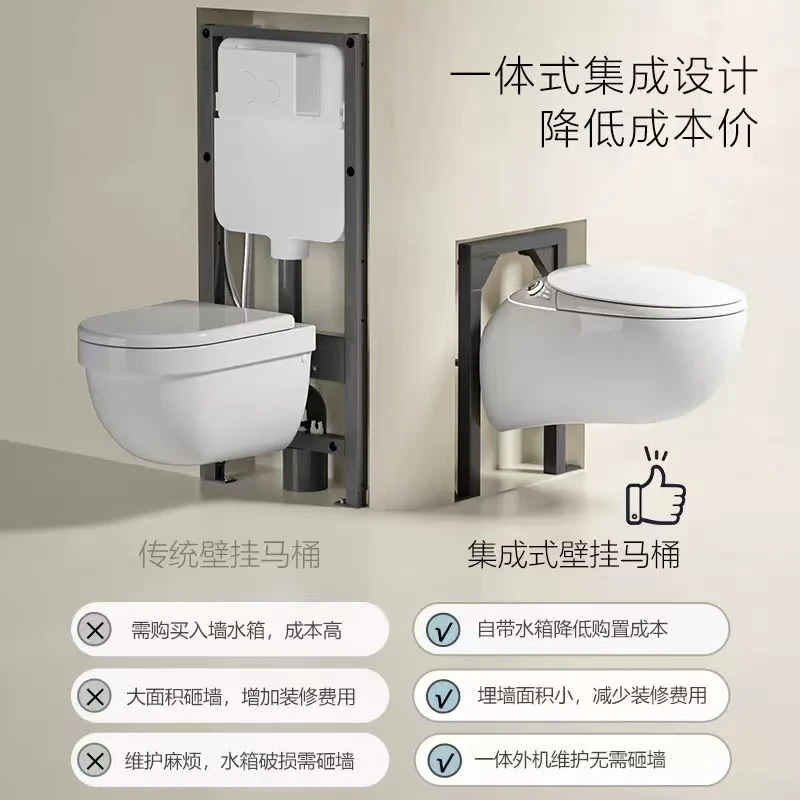 

[No Need A Pre-Embedded] Siphon-Type Wall-Mounted Toilet With No Pressure Restrictions, Suspended Wal