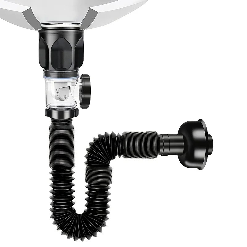 

Flip-top Odor-Proof Drain Pipe Set, Kitchen Sink Flexible Stretchable Odor-Removing Filter, Flexible Drain Pipe, Bathroom Clog