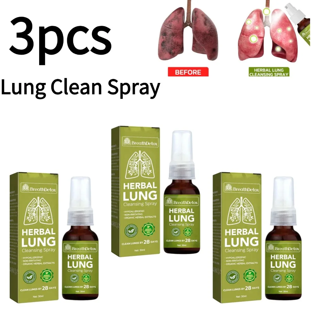 

3pcs Herbal Lung Clean Spray Powerful Lung Support,Comprehensive Detox Health Care Herbal Lung Cleanse Spray Lung Clean Spray