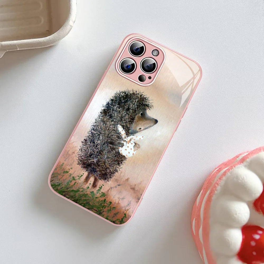 Bright Hedgehog in the Fog Phone Case Tempered Glass For iphone 14 13 12 11 Pro Mini XS MAX 14Plus X XS XR Cover