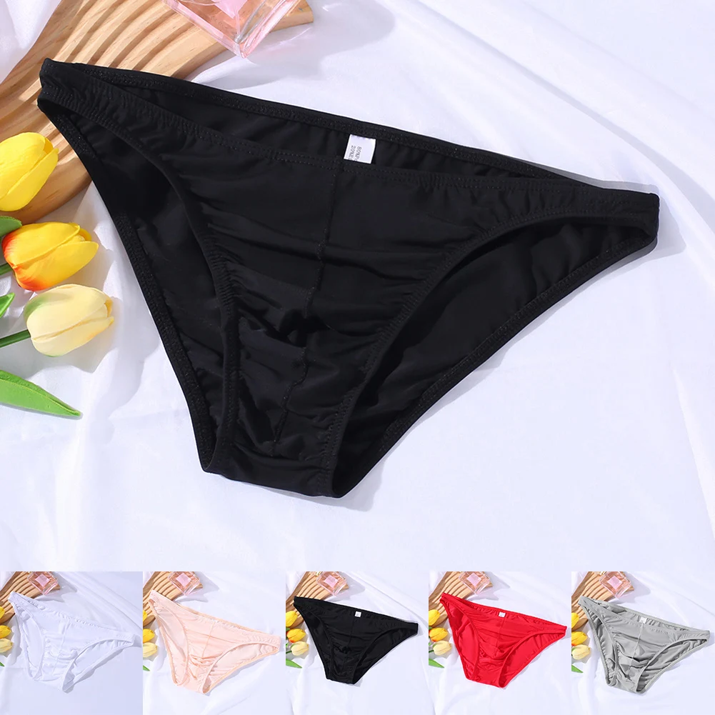 

Sexy Transparent Lingerie Mens Ice Silk Briefs Underpants Low Waist Underwear Breathable Lightweight Panties