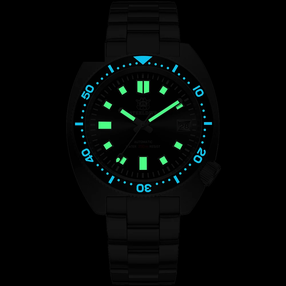 STEELDIVE Official SD1977 Synthetic Sapphire NH35 Movement Luminous Mechanical Watch Three Color Dial Waterproof Watch For Men