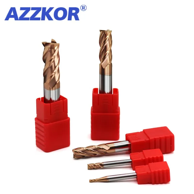 AZZKOR HRC55 5PCS 10PCS Fräser Hartmetalllegierung 4-Schneiden-Flachfräser für CNC-Bearbeitung Endmills – Detail 4