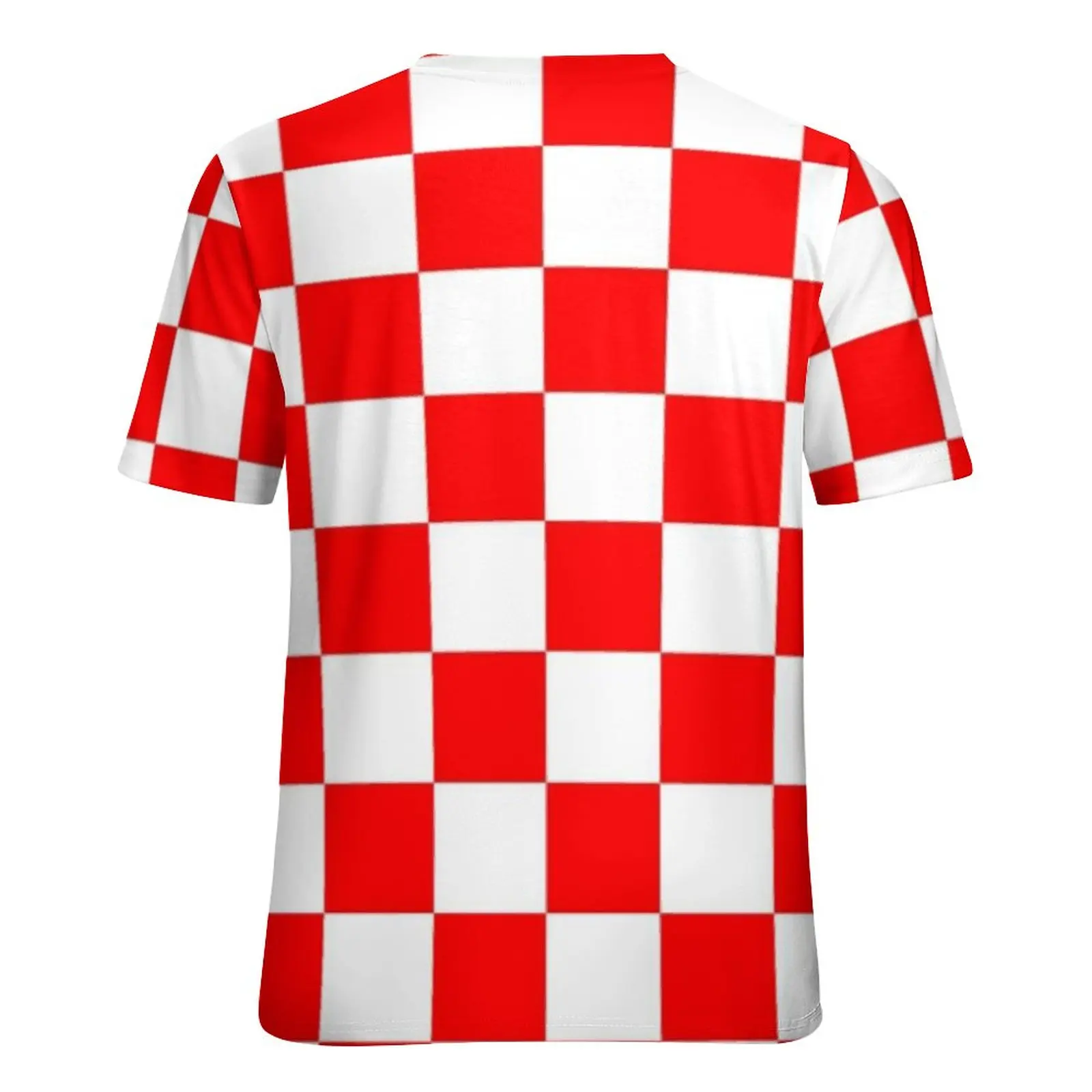 Croatian Checkerboard T-Shirts Red White Square Street Fashion Oversized T Shirt Short-Sleeve Women Kawaii Tshirt Print Top Tees