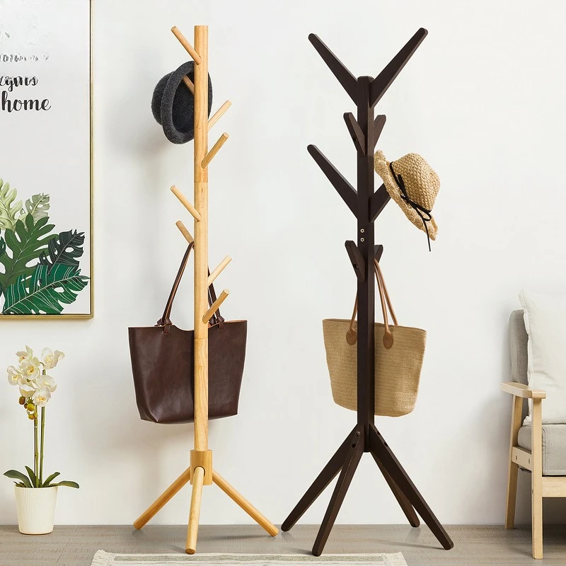 Solid wood coat rack floor hanger household hanger hanging