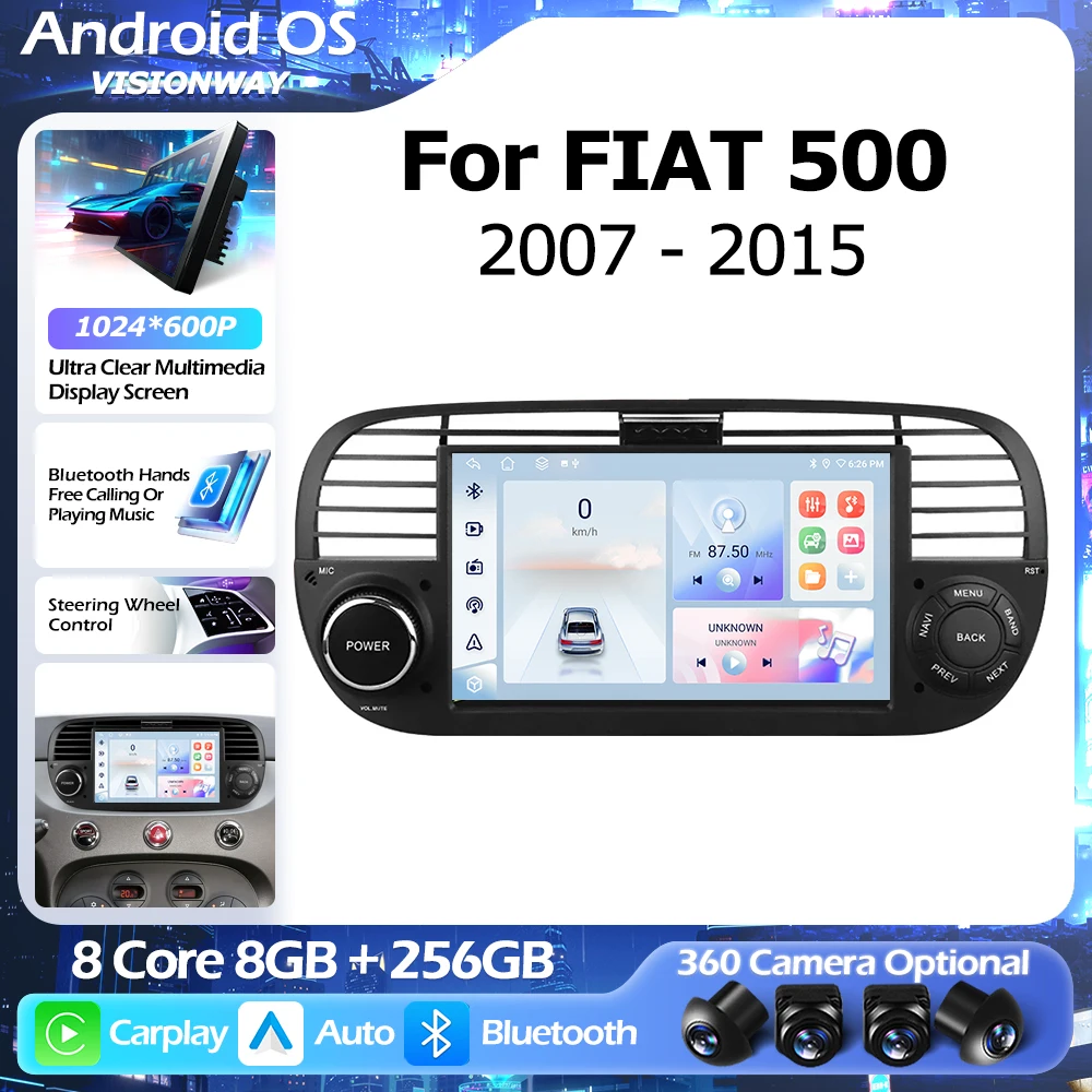 For Fiat 500 2007-2…