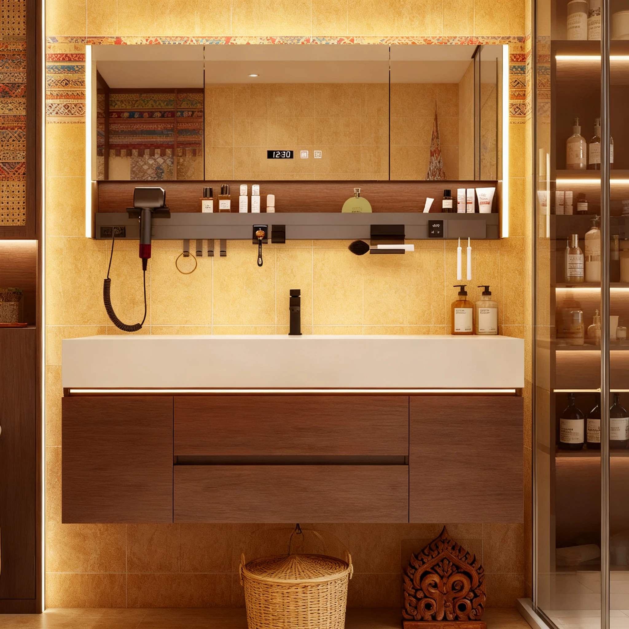 Wall Mounted Cabinet Washing Machine Bathroom Storage Locker Laundry Basket Compartments With Drawers Drawer Type Storage Sink