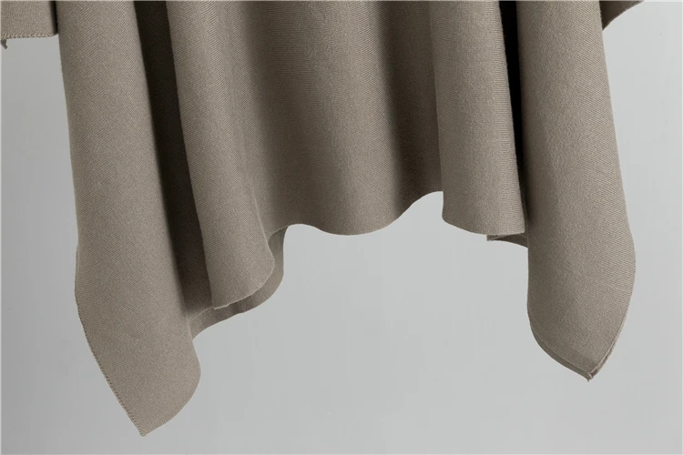 Neues Herbst/Winter Elegantes Rollkragen-Cape-Top mit Weiten Hosen Locker Sitzendes Set Modisches Strick-Zweiteiler für Damen – Detail 11