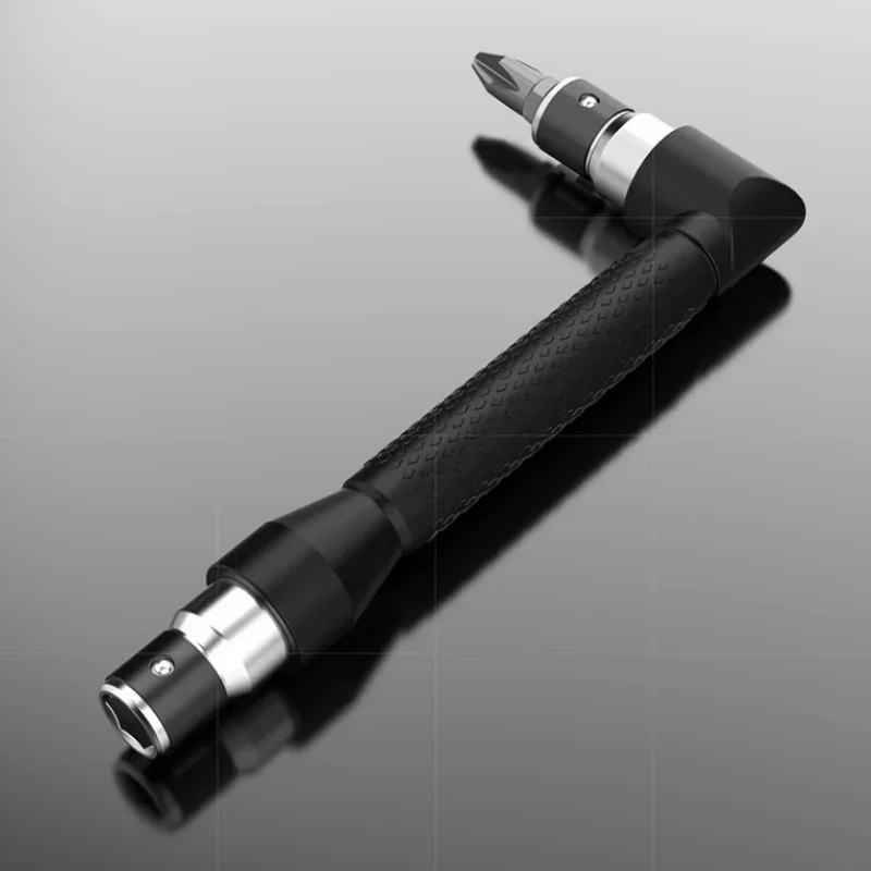 Embout de tournevis hexagonal 1/4 de type L 90 °   Outil de clé noir à double extrémité de 6,35 mm