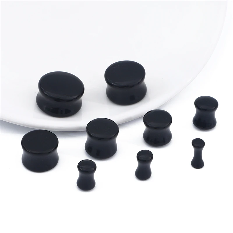 2pcs 4mm-20mm Big White Black Tunnel Ear Plugs Saddle Ear Gauge Expander Stretcher Earlets Earrings Ear Piercing Body Jewelry