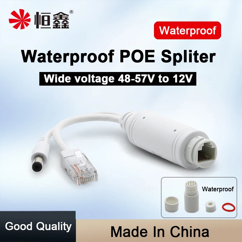 Imagem -04 - Poe Spliter Waterprrof com Adaptador de Vídeo e Alimentação Injector Módulo de Fornecimento de Cabo para Câmera ip Extensor 48v a 12v