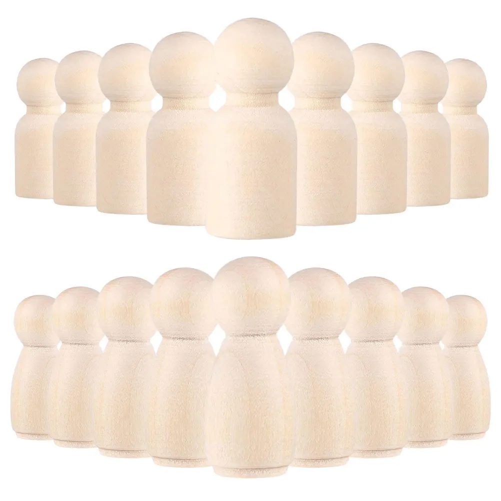 

20Pcs Unfinished Wooden Peg Blank DIY Craft Set for Kids Mini People Figures Painting Art Project Decorative Wood Pegs