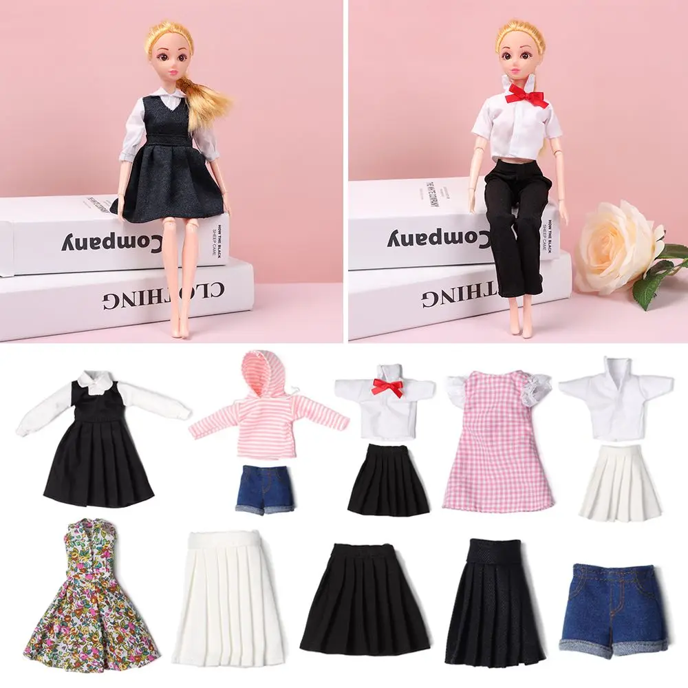 Kids DIY Doll Accessories Handmade Navy Style Clothes Dressing Clothes Tops Casual Skirts Mini T-shirt