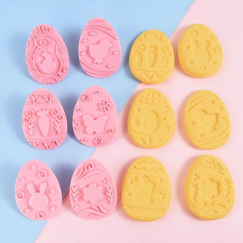9Pcs/set Easter Cookie Cutter Mold Rabbit Egg Jam Biscuit Embossers Stamp Mould For Easter Party Cake Decoration DIY Baking Tool