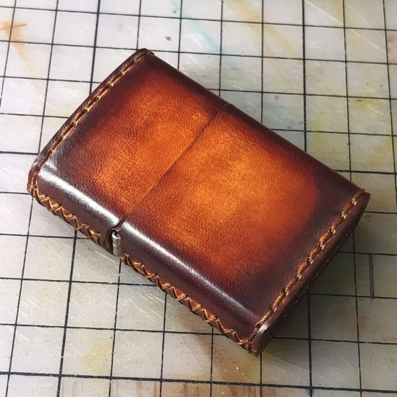 Hand-stitched Cowhide Leather Durable Protective Sleeve Simple Case Lighter Holster Cover for Zipp Lighter Cover