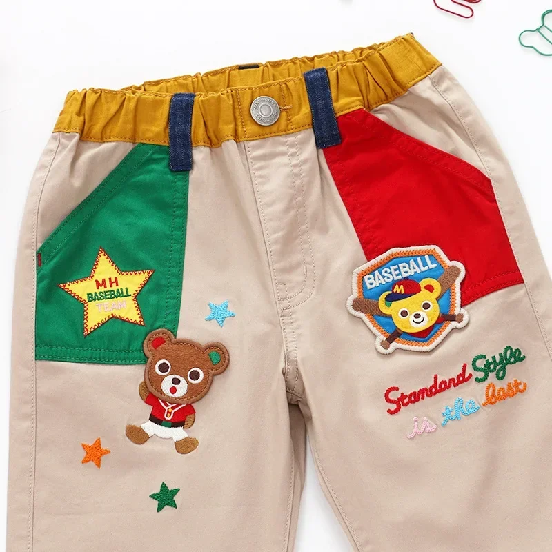 Pants Loose, Cotton, Fashion Children's Clothing Summer New Boy Badge Five-Star Bear Shorts Five-Point Pants Japan