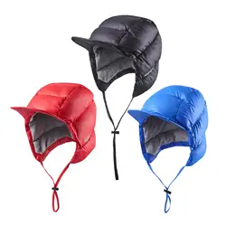 Gorra de plumón de pato a prueba de viento para hombre y mujer, gorro cálido ultraligero para ciclismo, Camping, esquí, ciclismo, clima frío