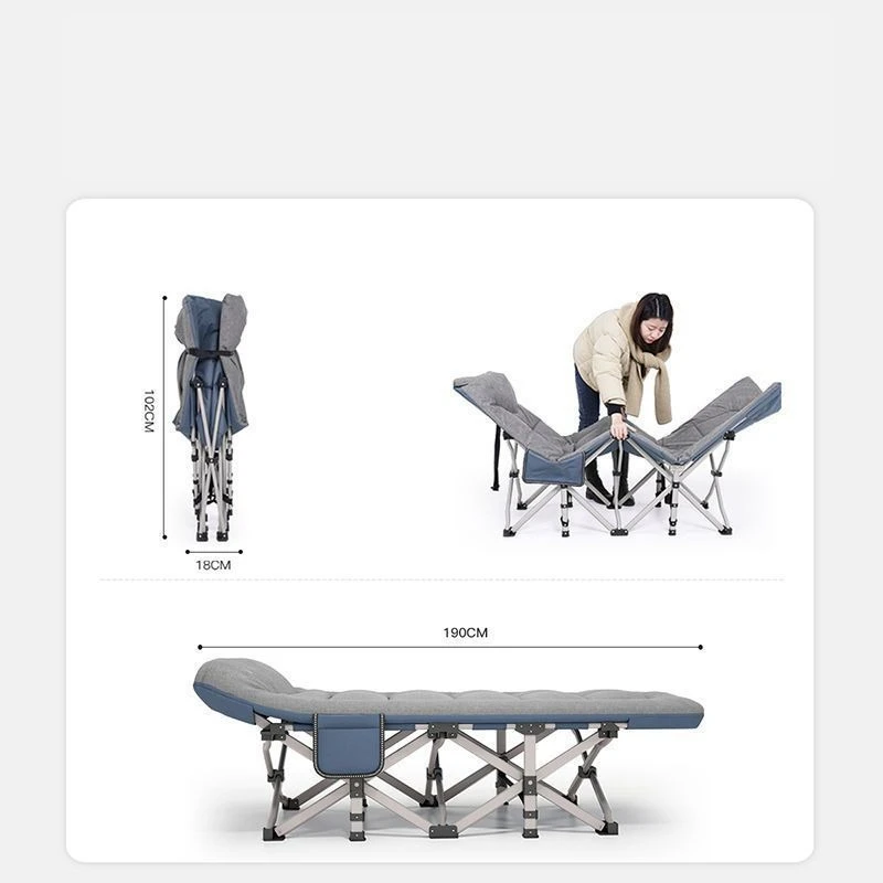 

Портативная односпальная складная кровать, современный дизайн, металлический каркас для дома, отдыха на природе, кемпинга, офиса, компаньона, складное кресло с откидной спинкой
